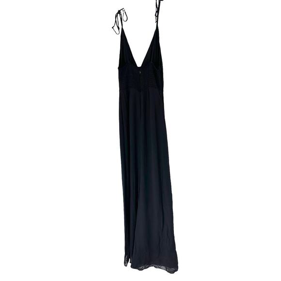 Reformation Black V-Neck Fresca Night Out Wide Straight Leg Jumpsuit Size 4 - Picture 9 of 13